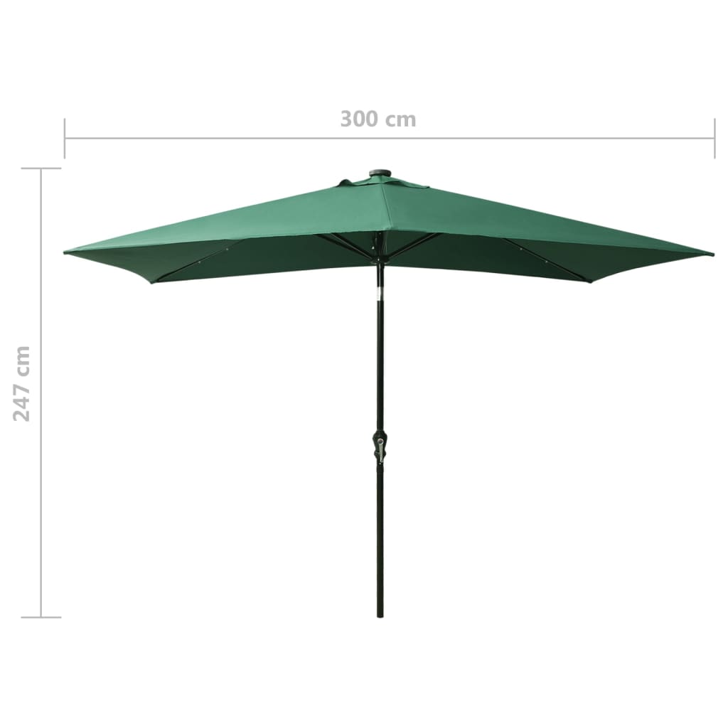 Skėtis nuo saulės su LED ir plieniniu stulpu, 2x3m