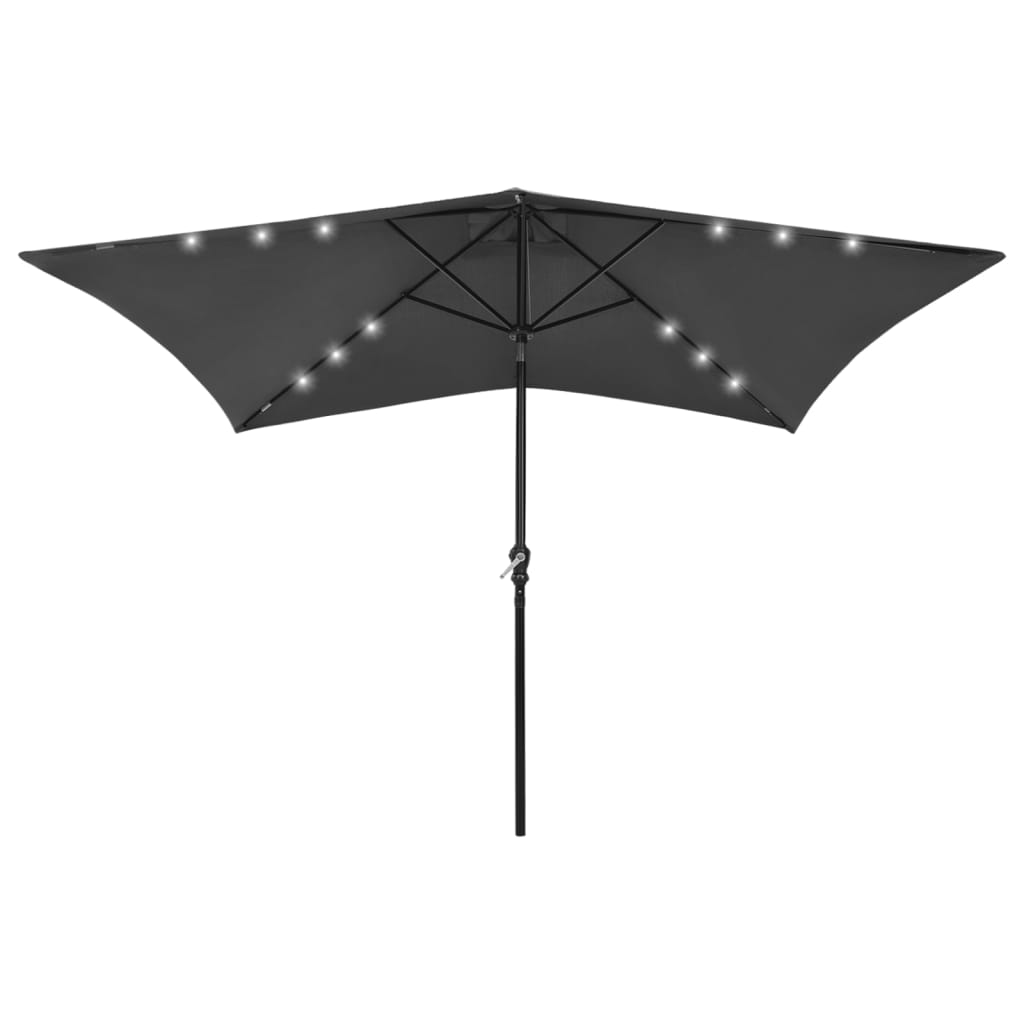 Sodo skėtis nuo saulės su LED ir plieniniu stulpu, žalias, 2x3m