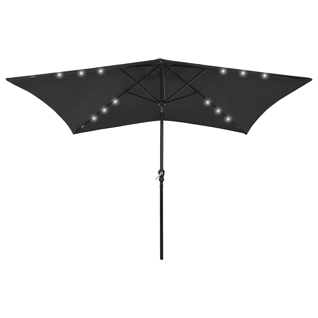 Sodo skėtis nuo saulės su LED ir plieniniu stulpu, žalias, 2x3m