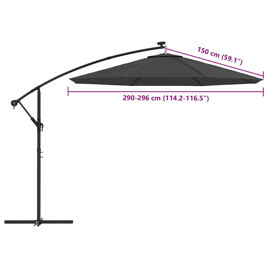 Pakaitinis audinys gembiniam skėčiui, antracito spalvos, 300cm