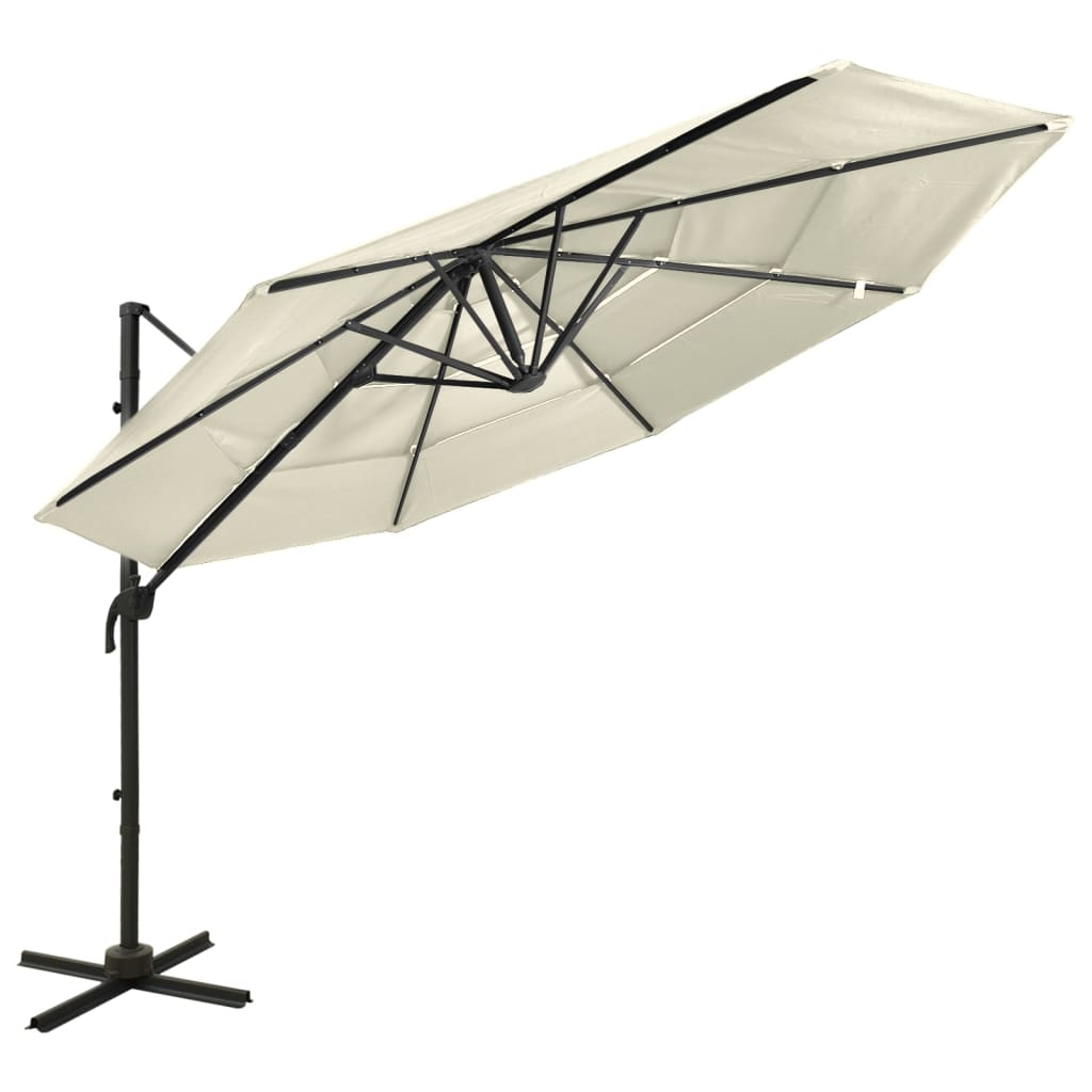 Sodo skėtis su aliuminio stulpu, 3x3m, 4 aukščių