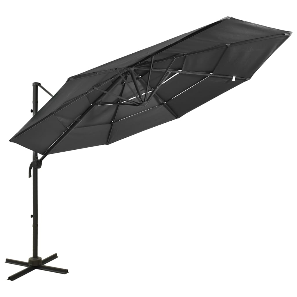 Sodo skėtis su aliuminio stulpu, smėlio, 3x3m, 4 aukščių