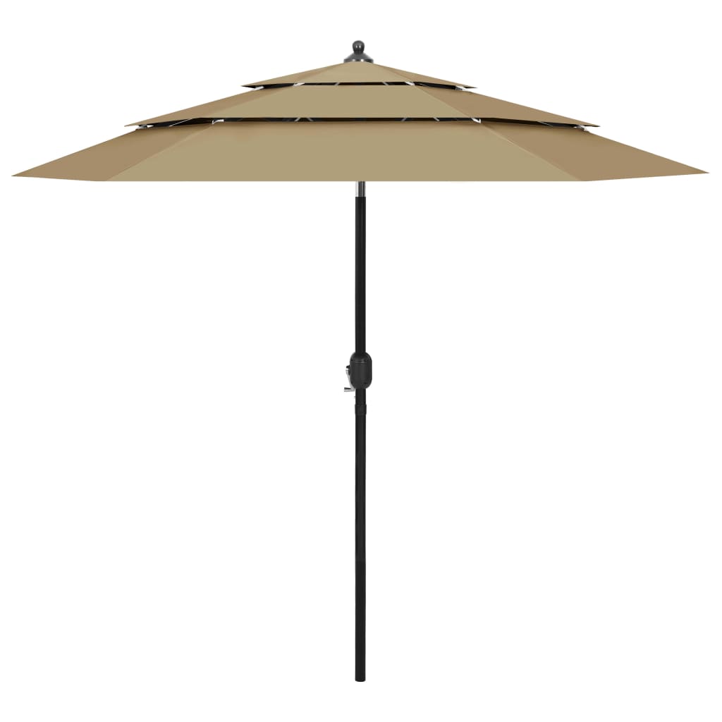 Sodo skėtis su aliuminio stulpu, taupe, 2,5m, 3 aukščių