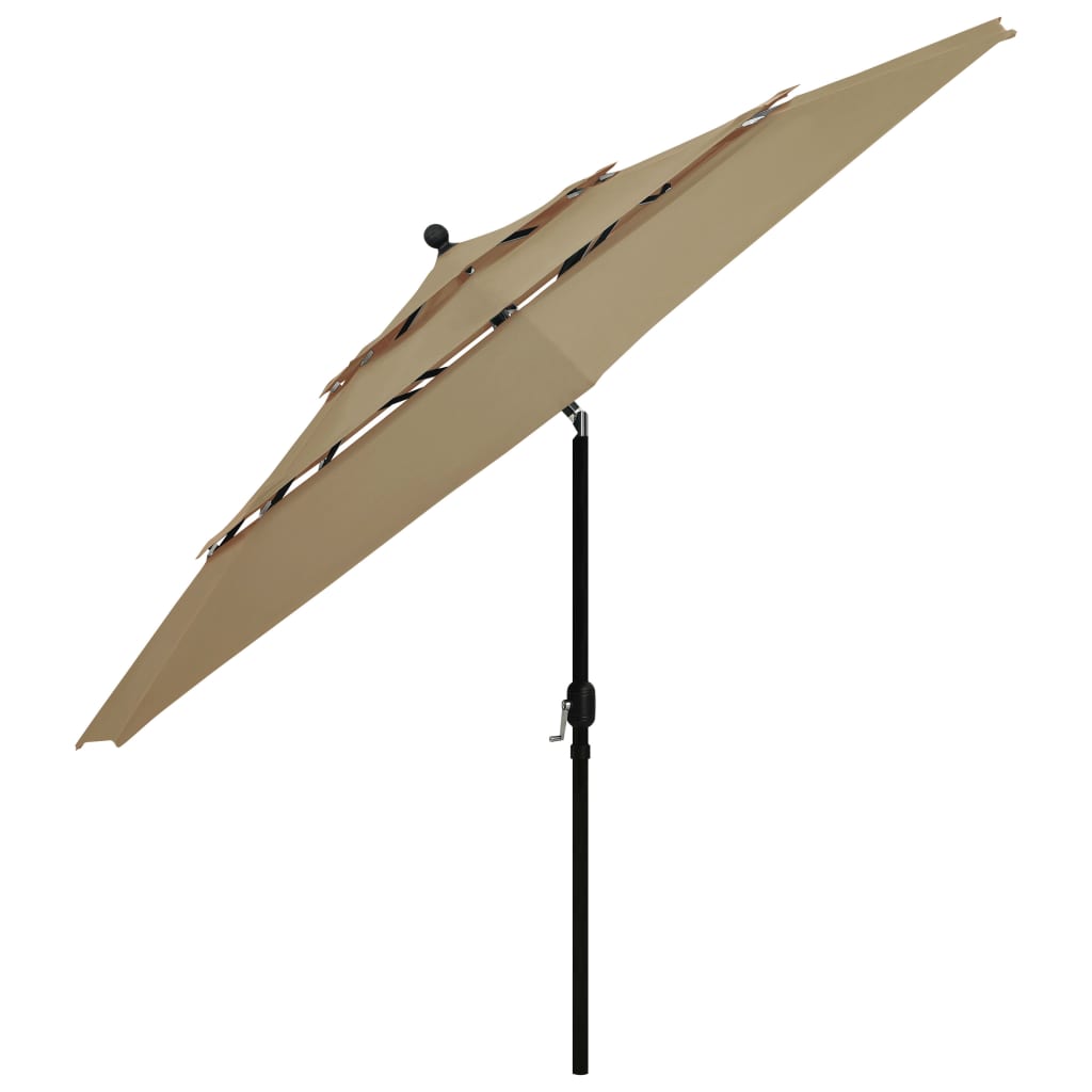 Sodo skėtis su aliuminio stulpu, taupe spalvos, 3,5m, 3 aukščių