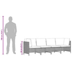 Keturvietė sodo sofa su pagalvėlėmis, juoda, poliratanas