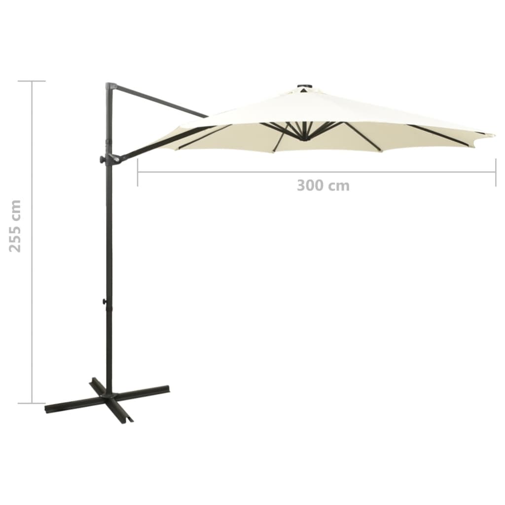 Gembinis skėtis su stulpu ir LED lemputėmis, 300cm