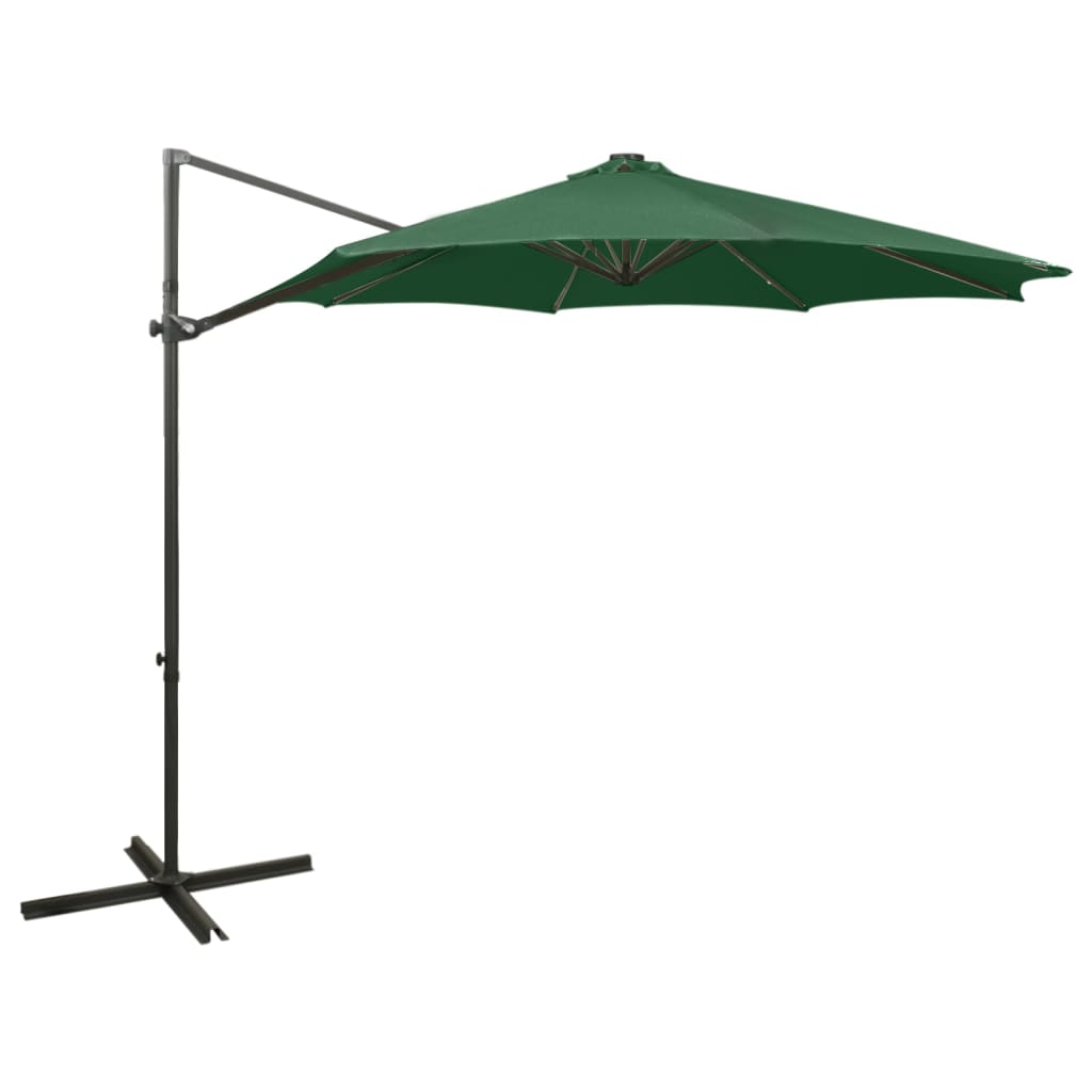 Gembinis skėtis su stulpu ir LED lemputėmis, smėlio, 300cm