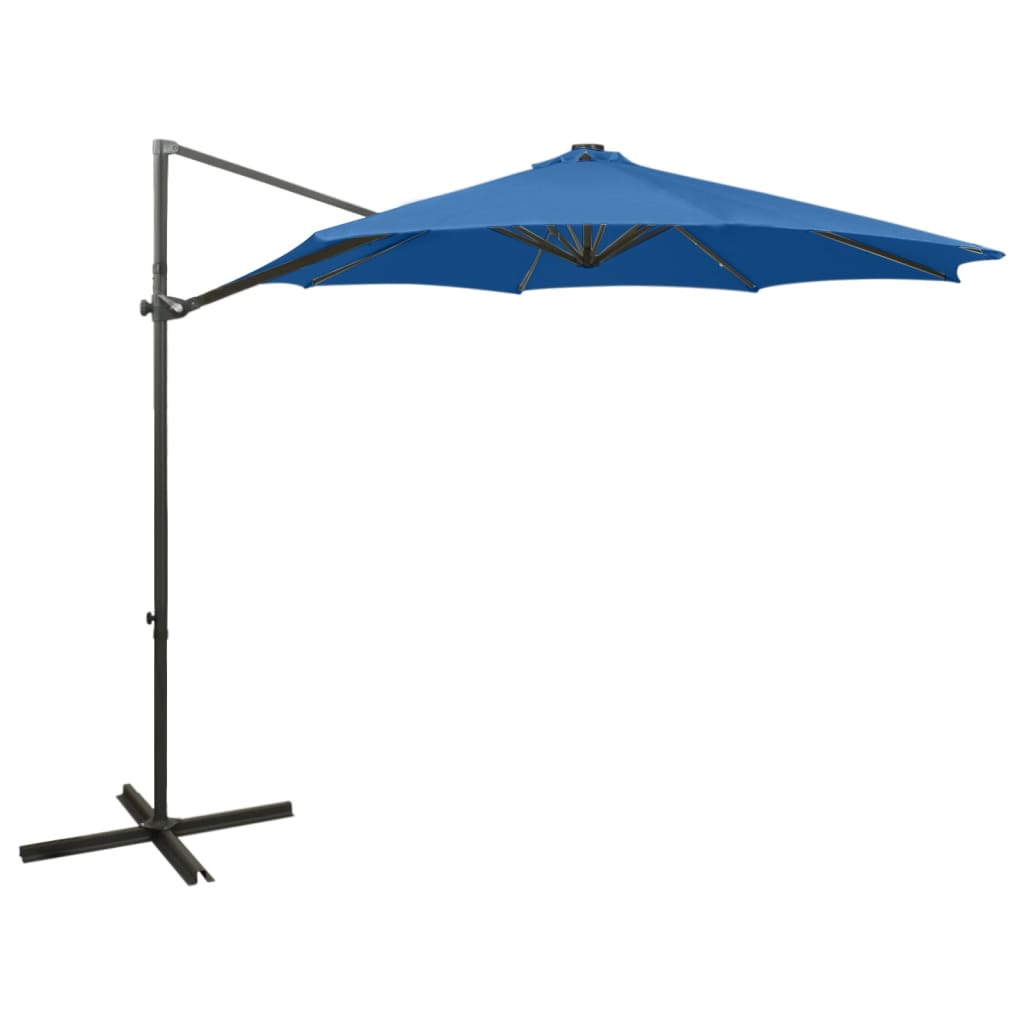 Gembinis skėtis su stulpu ir LED lemputėmis, smėlio, 300cm