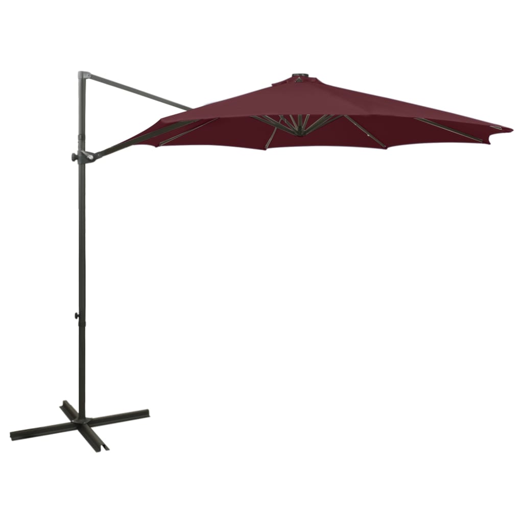Gembinis skėtis su stulpu ir LED lemputėmis, smėlio, 300cm