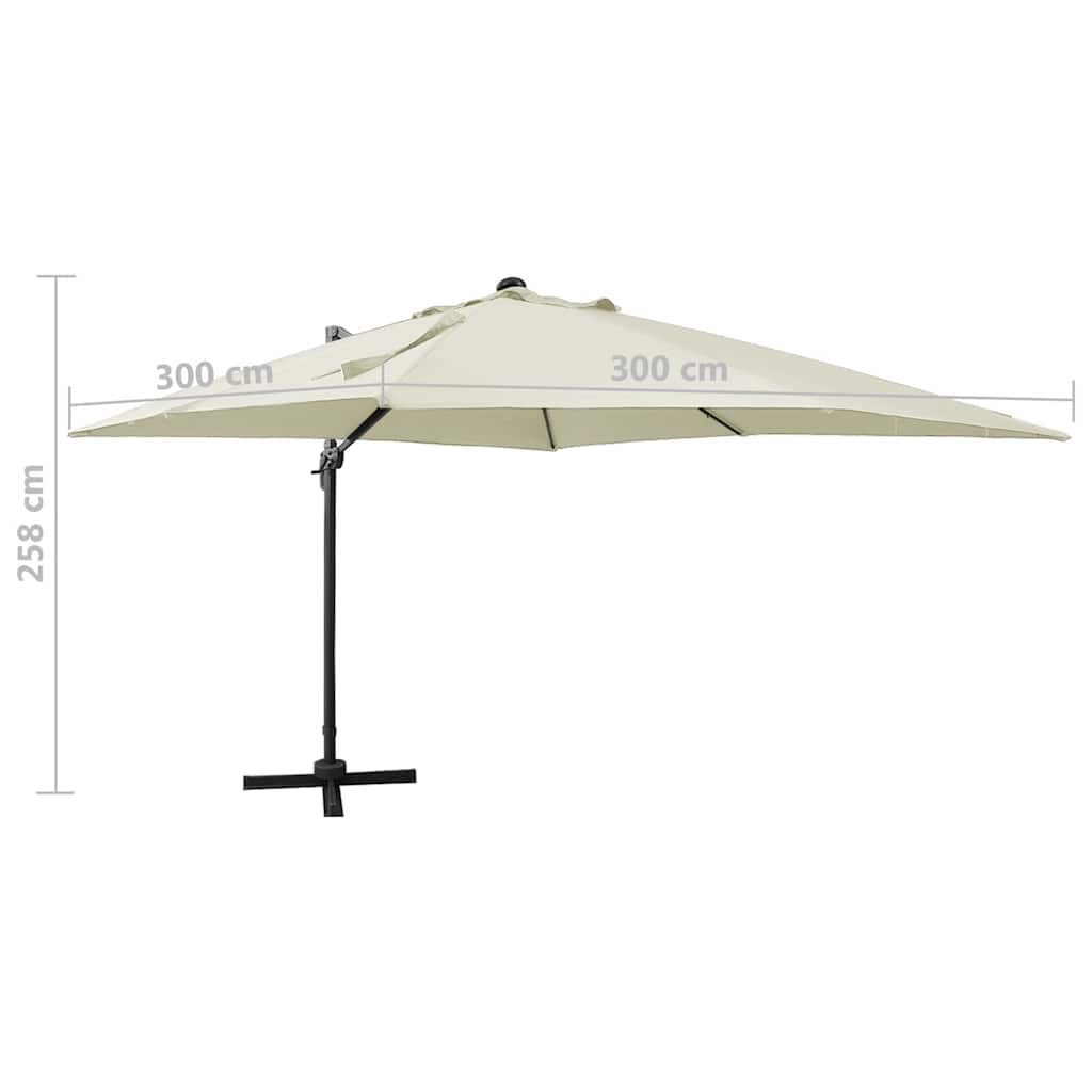 Gembinis skėtis su stulpu ir LED lemputėmis, 300cm