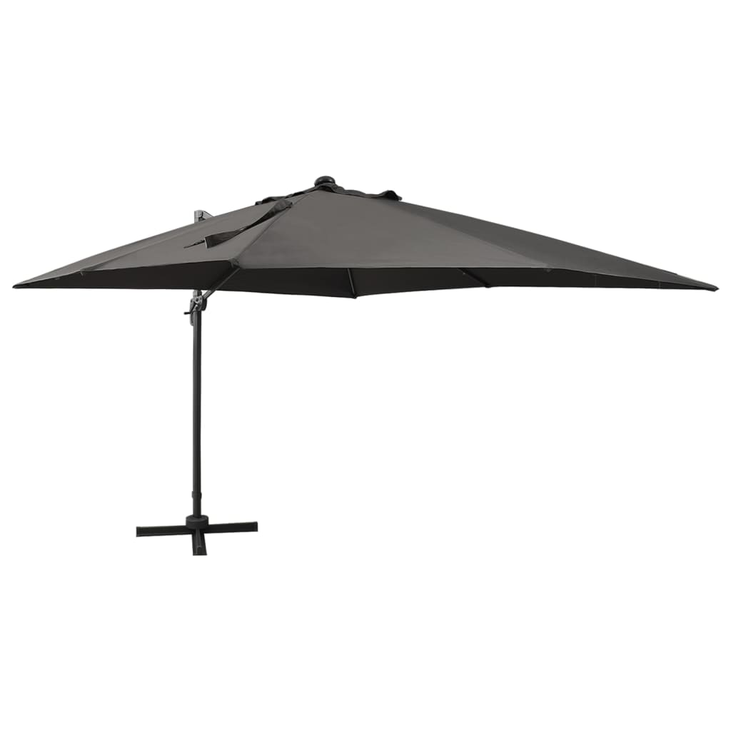 Gembinis skėtis su stulpu ir LED lemputėmis, smėlio, 300cm