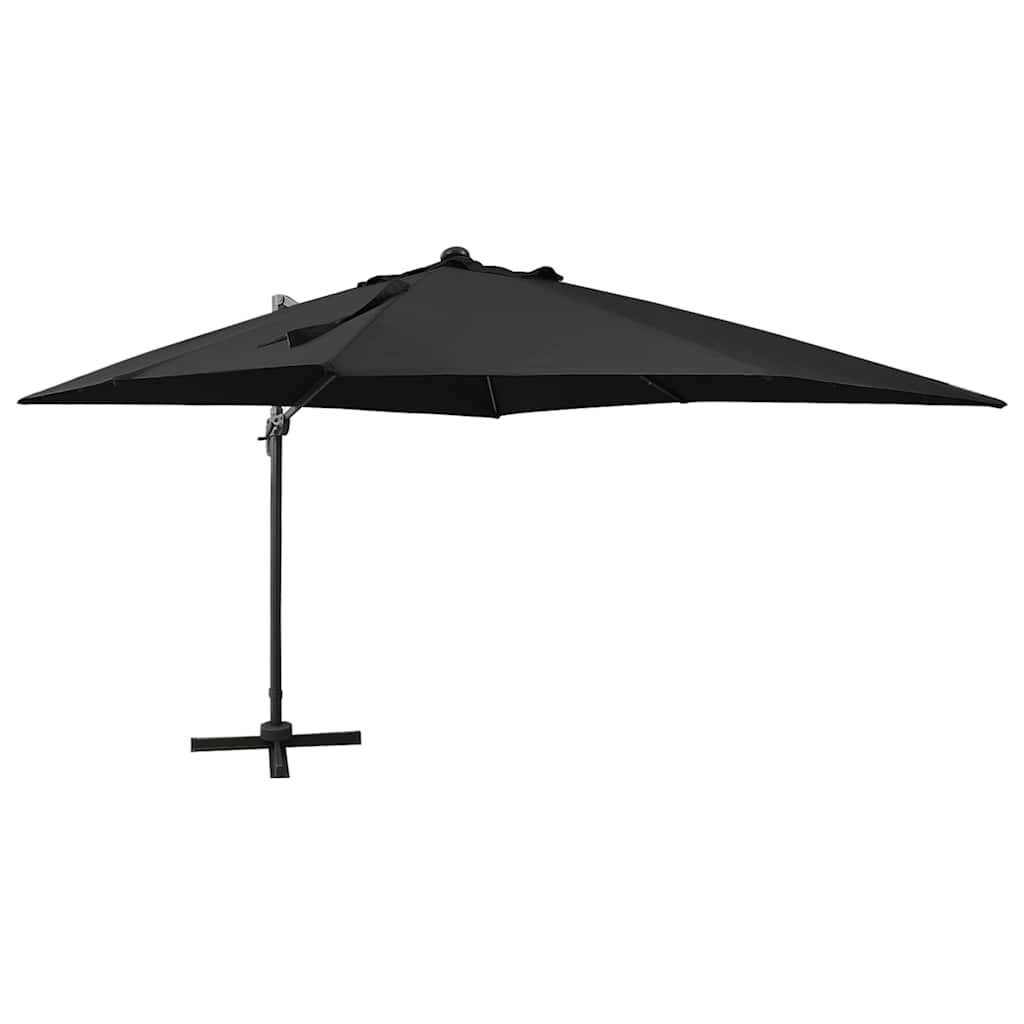 Gembinis skėtis su stulpu ir LED lemputėmis, smėlio, 300cm