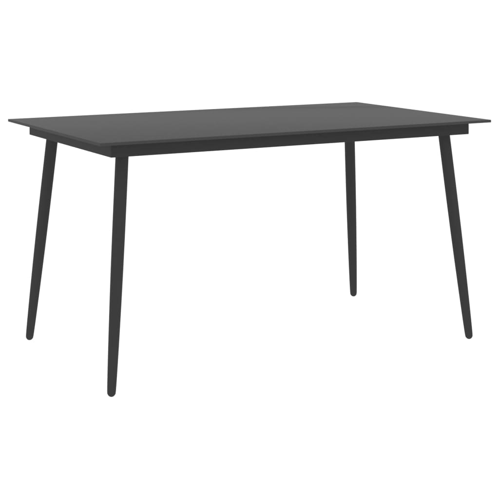 Sodo valgomojo stalas, juodas, 80x80x74cm, plienas ir stiklas