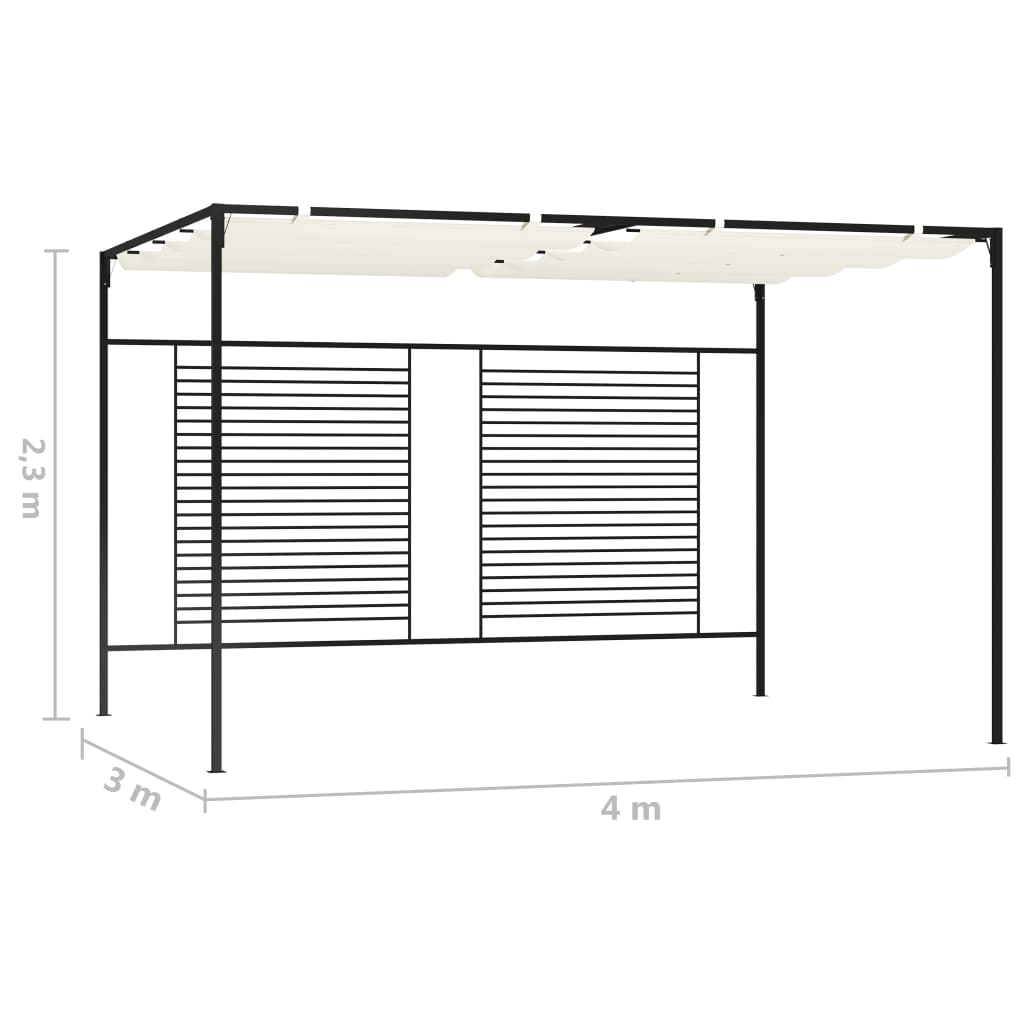 Pavėsinė su įtraukiamu stogu, kreminė, 3x4x2,3m, 180g/m²