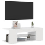Televizoriaus spintelė su LED apšvietimu, balta, 90x39x30cm