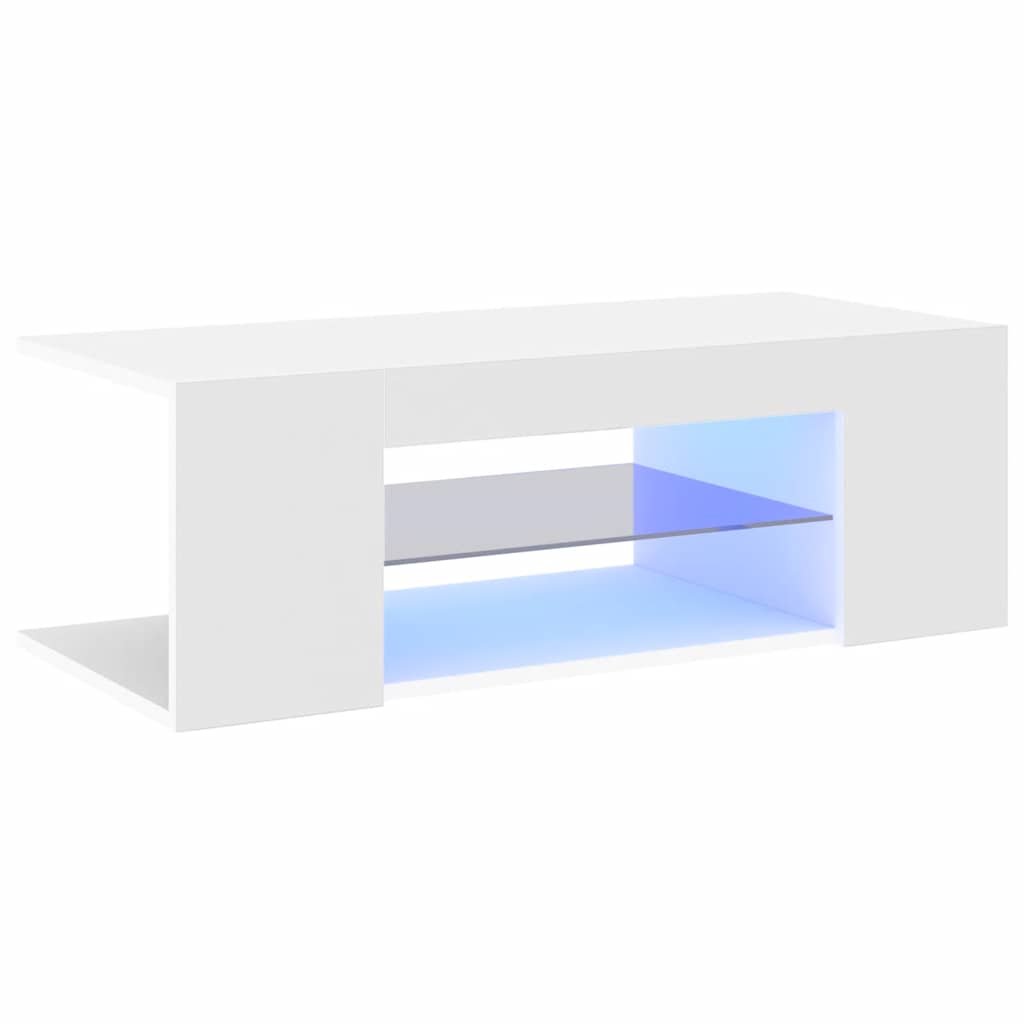 Televizoriaus spintelė su LED apšvietimu, balta, 90x39x30cm