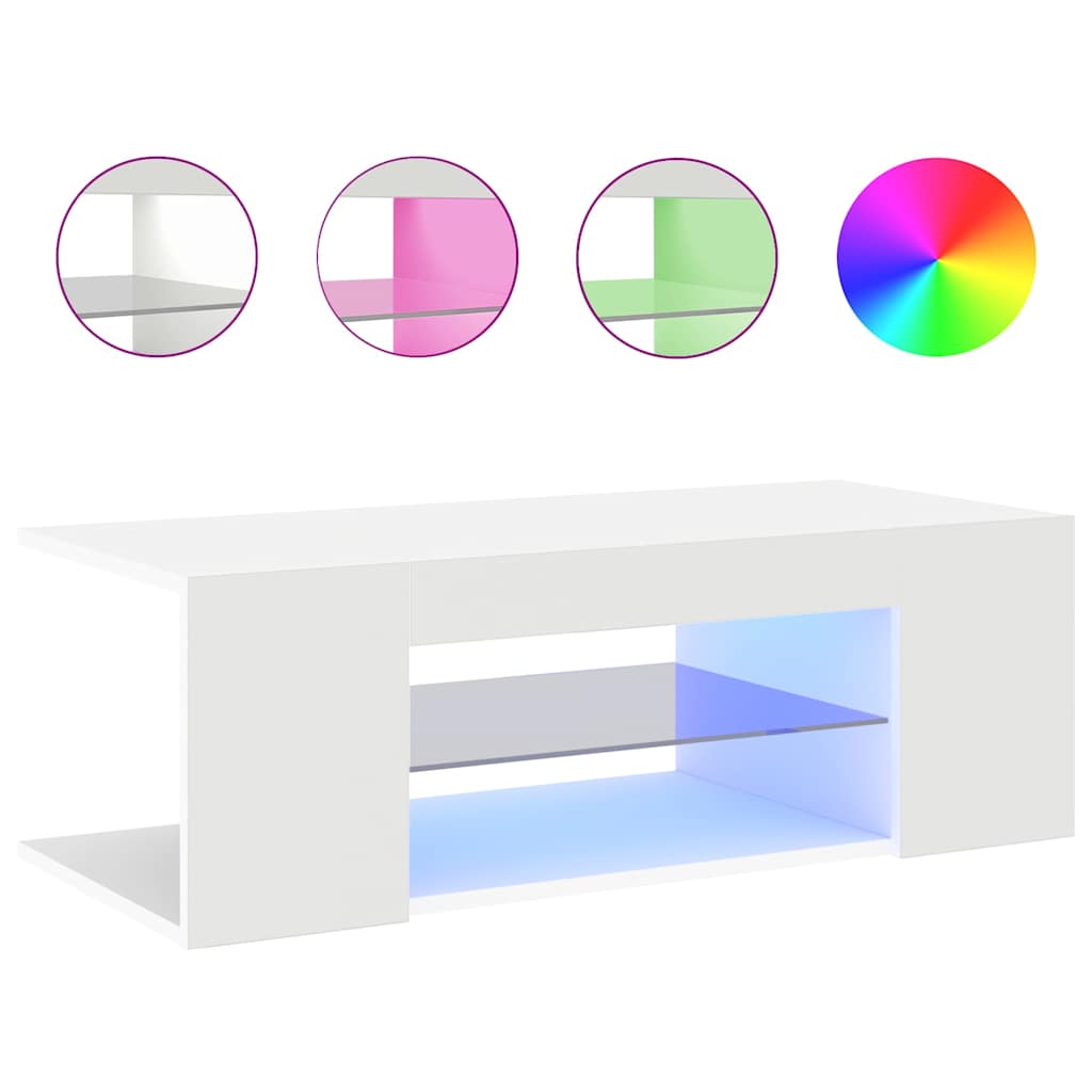Televizoriaus spintelė su LED apšvietimu, balta, 90x39x30cm