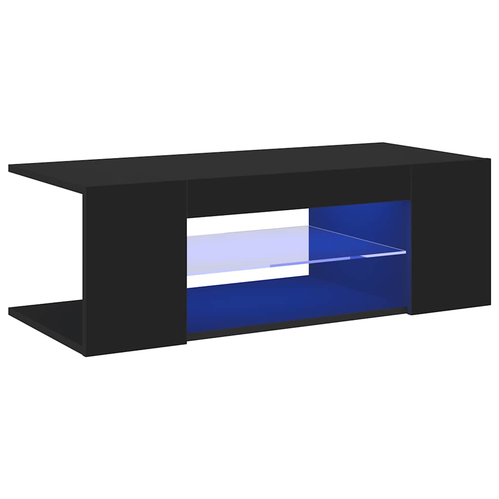 Televizoriaus spintelė su LED apšvietimu, juoda, 90x39x30cm