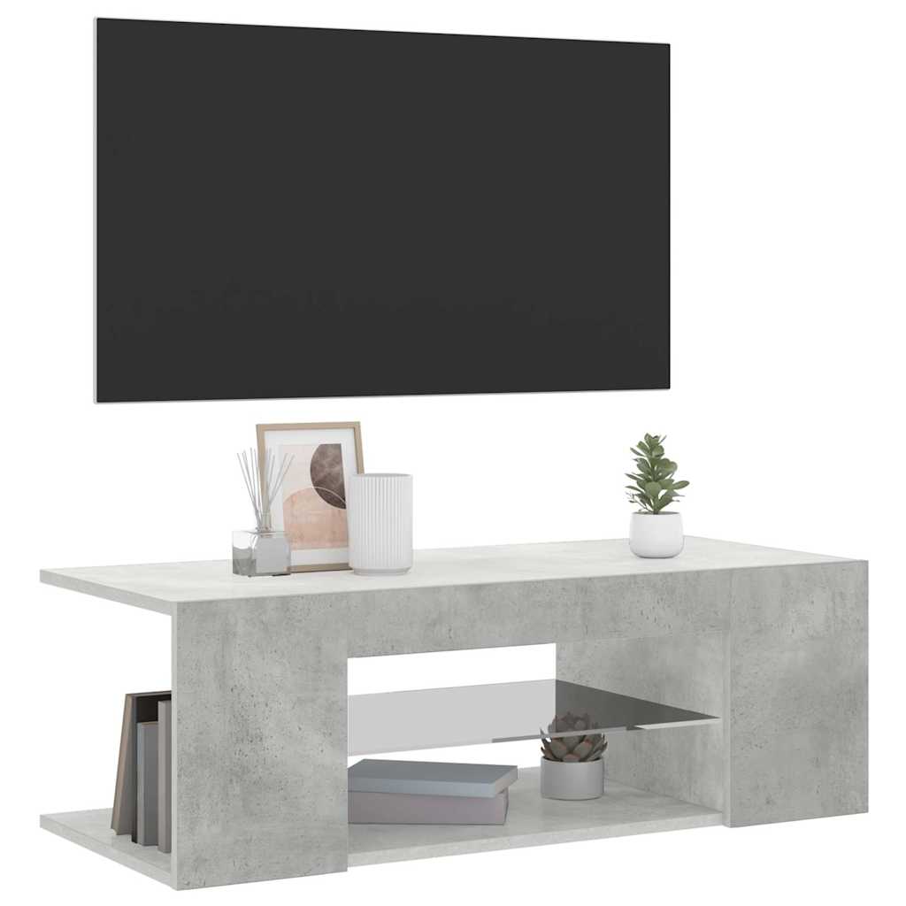 Tv spintelė su LED apšvietimu, betono pilka, 90x39x30cm