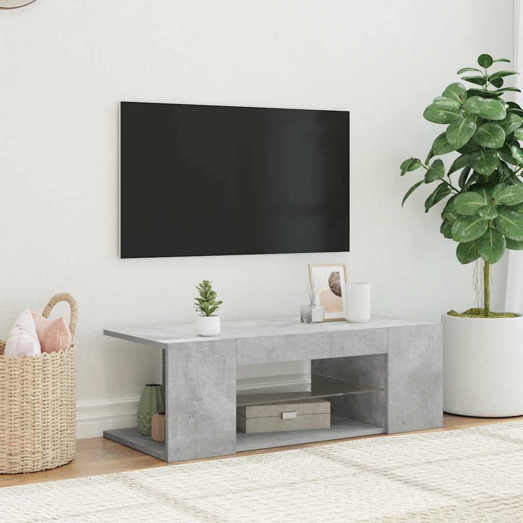 Tv spintelė su LED apšvietimu, betono pilka, 90x39x30cm