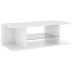 TV spintelė su LED apšvietimu, blizgi balta, 90x39x30cm