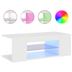 TV spintelė su LED apšvietimu, blizgi balta, 90x39x30cm