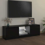 TV spintelė su LED apšvietimu, juodos spalvos, 120x30x36cm