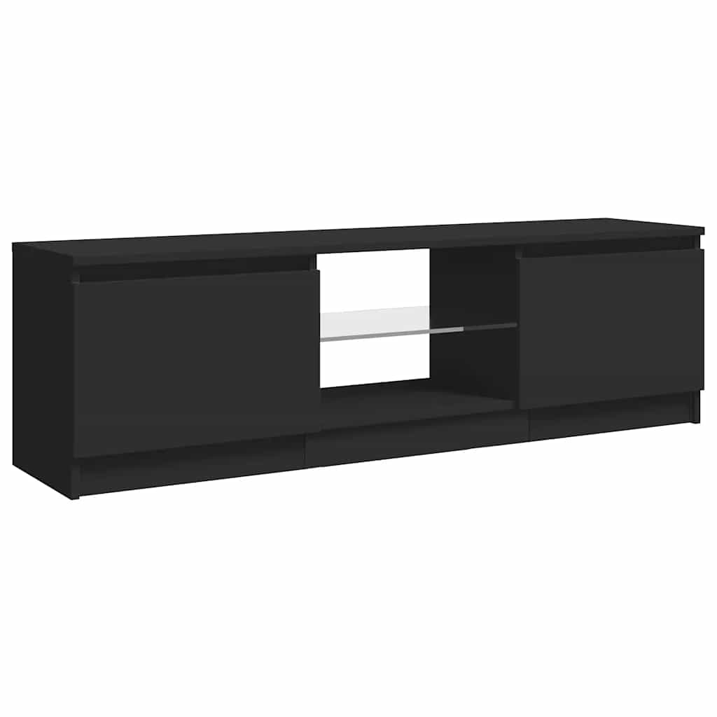 TV spintelė su LED apšvietimu, juodos spalvos, 120x30x36cm