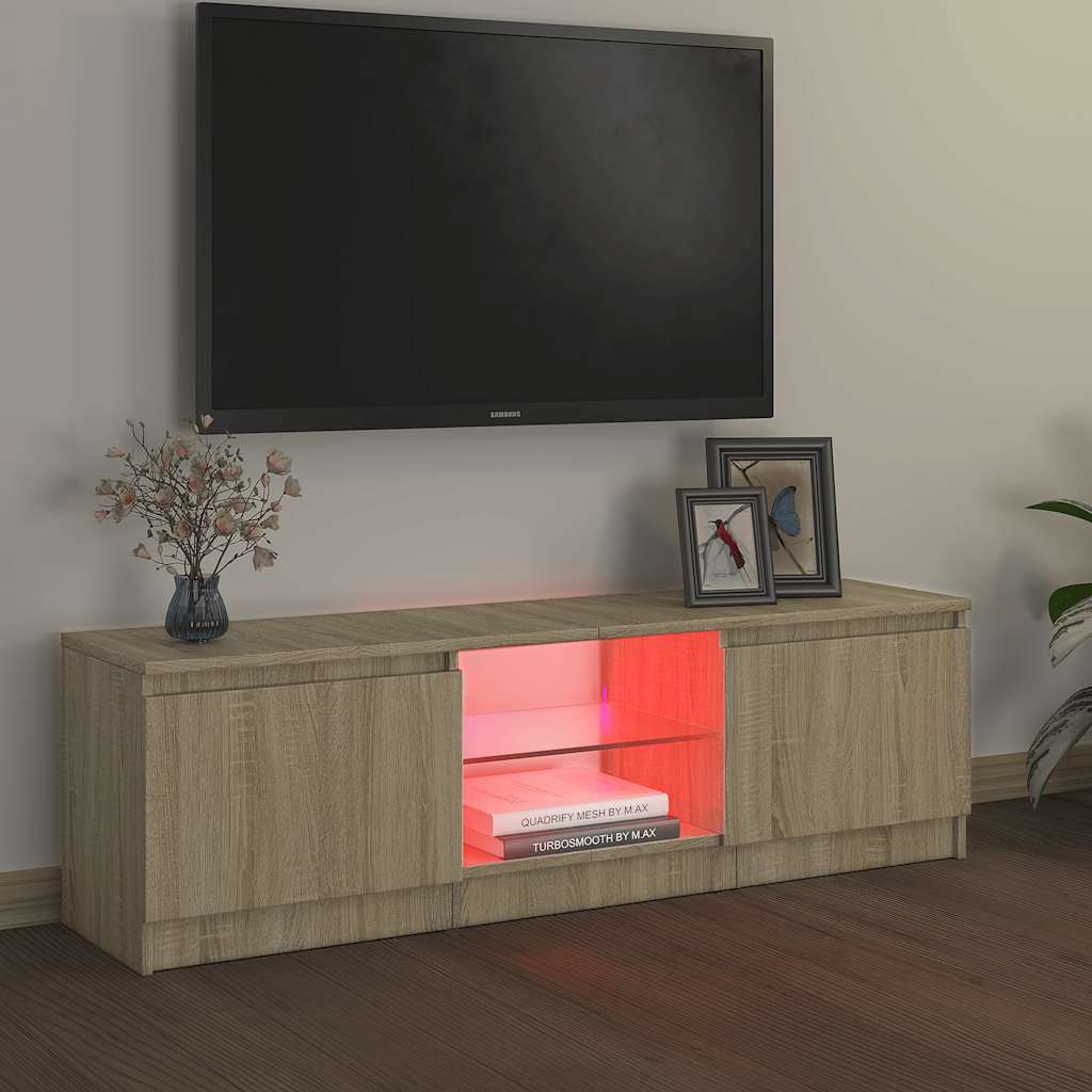 TV spintelė su LED apšvietimu, ąžuolo spalvos, 120x30x36cm