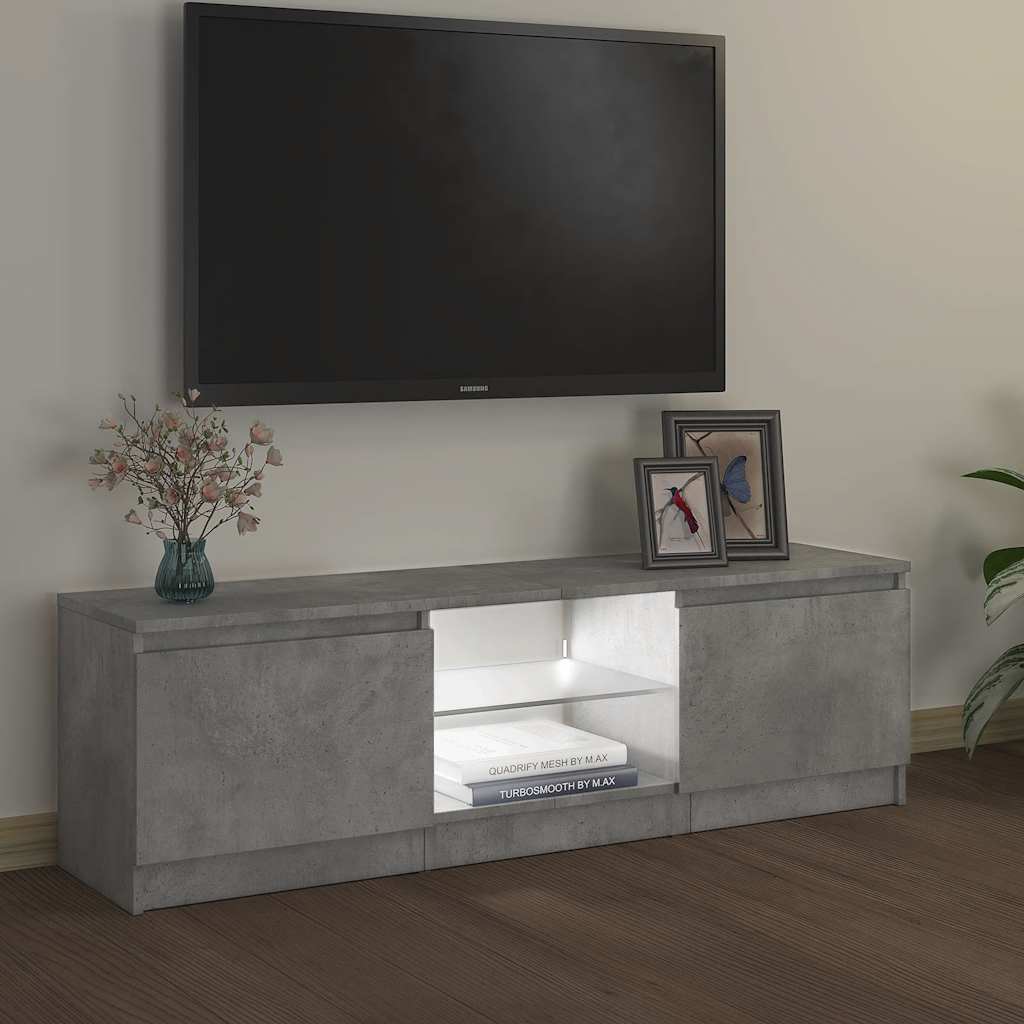 TV spintelė su LED apšvietimu, betono pilka, 120x30x36cm