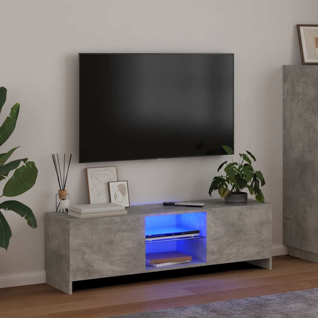 TV spintelė su LED apšvietimu, betono pilka, 120x30x36cm
