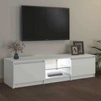 Televizoriaus spintelė su LED apšvietimu, balta, 140x40x36cm