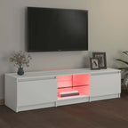 Televizoriaus spintelė su LED apšvietimu, balta, 140x40x36cm