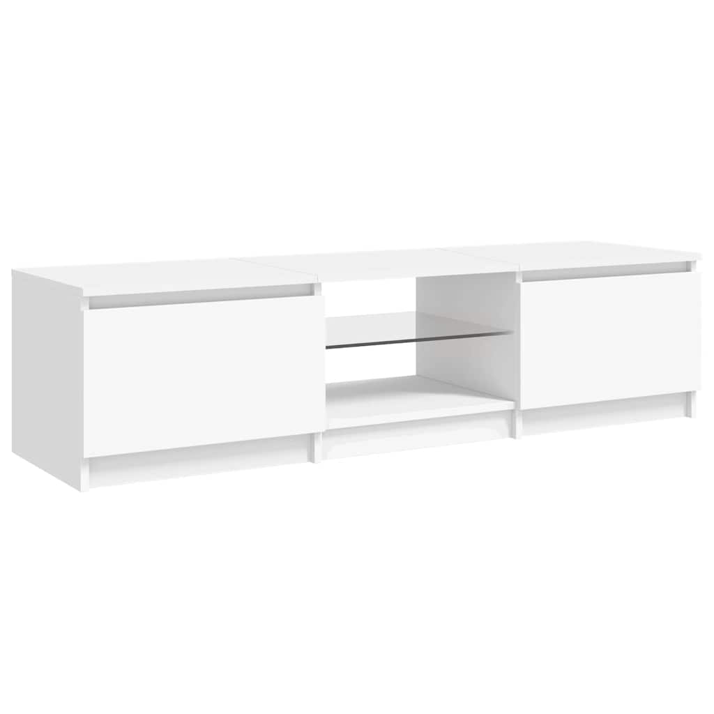 Televizoriaus spintelė su LED apšvietimu, balta, 140x40x36cm