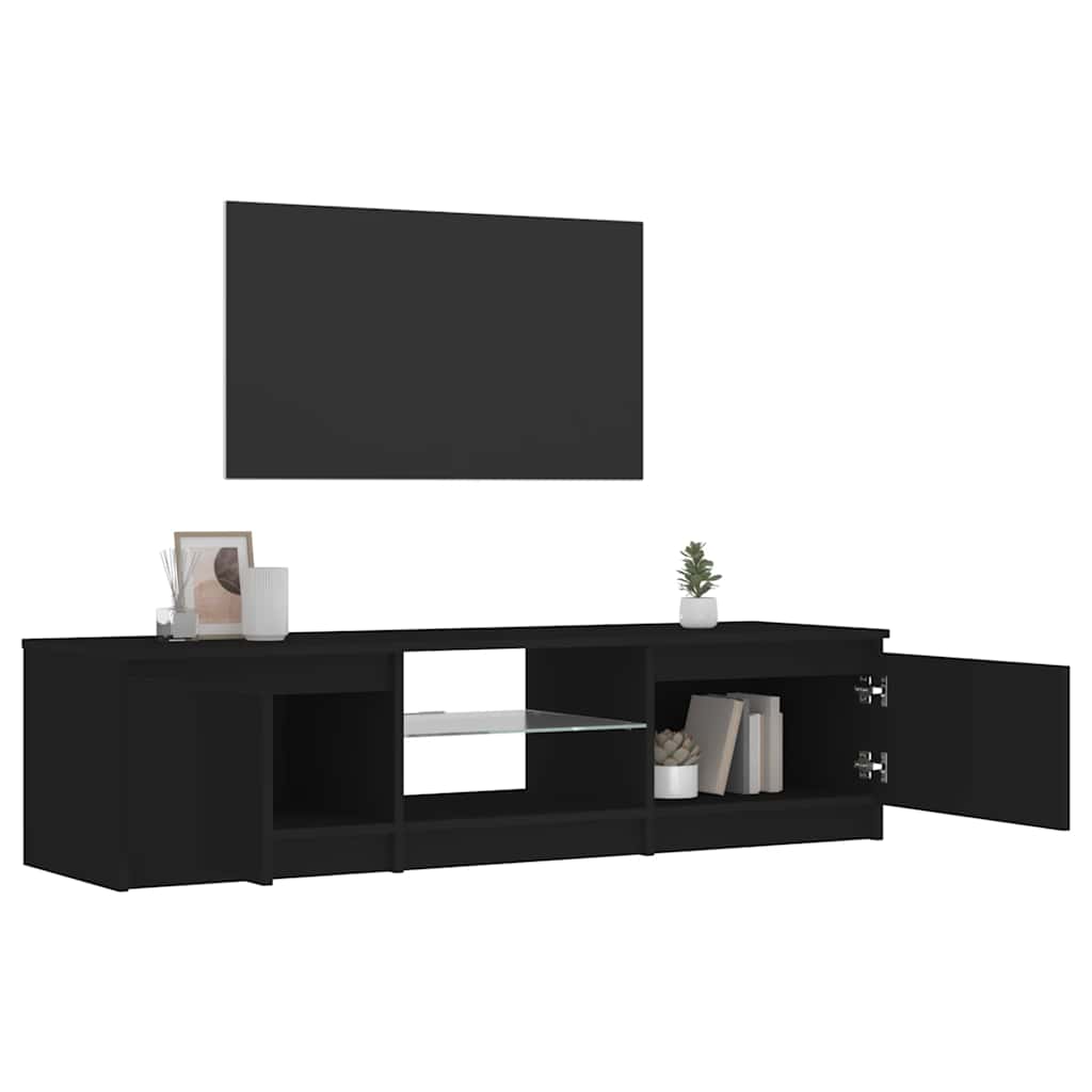 Televizoriaus spintelė su LED apšvietimu, juoda, 140x40x36cm
