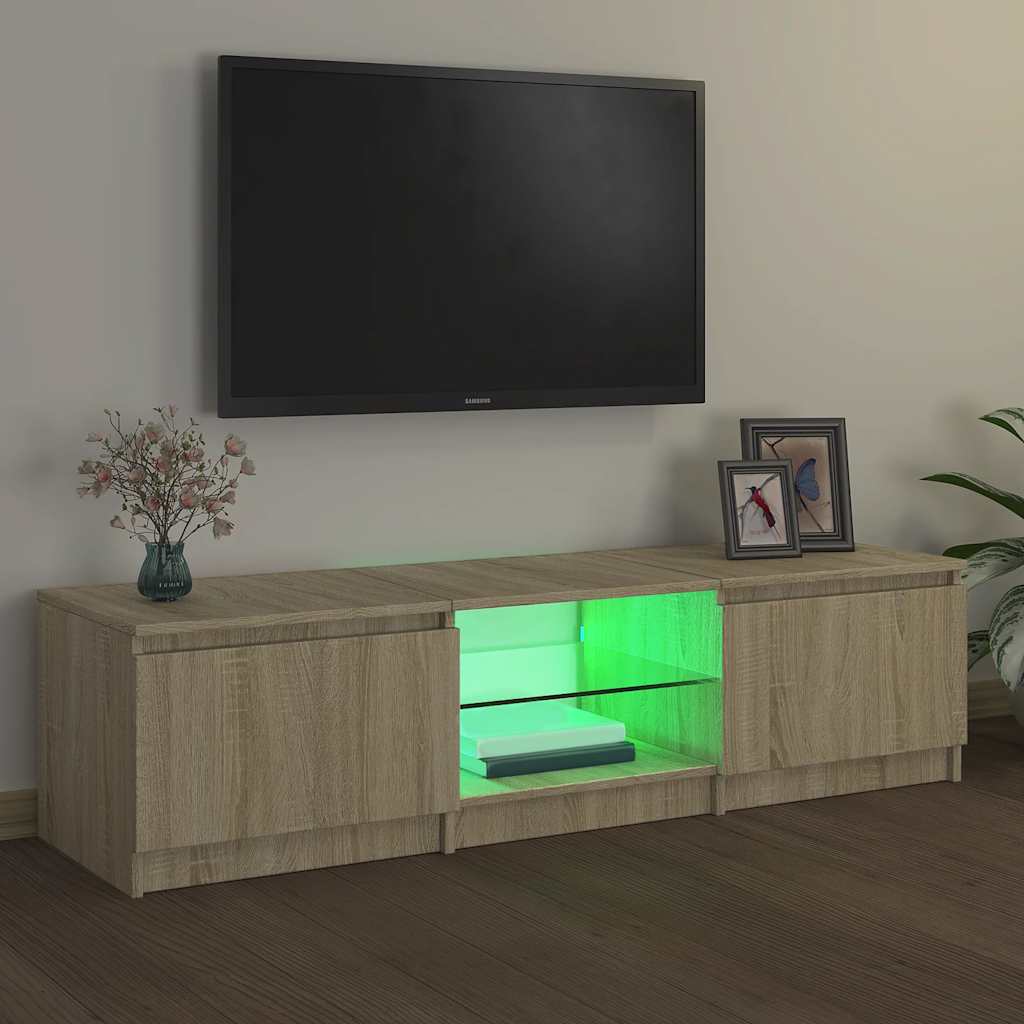 Televizoriaus spintelė su LED apšvietimu, ąžuolo, 140x40x36cm