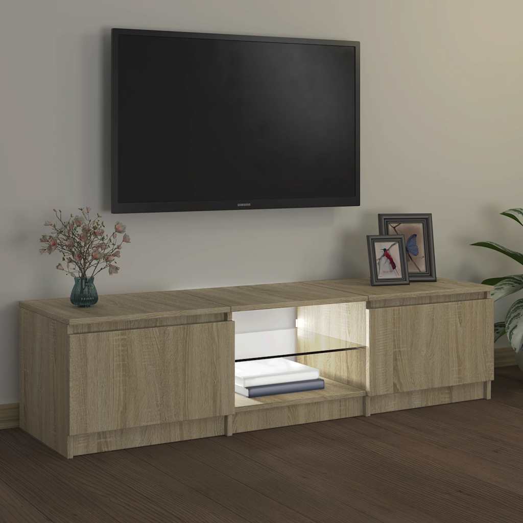 Televizoriaus spintelė su LED apšvietimu, ąžuolo, 140x40x36cm