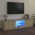 Televizoriaus spintelė su LED apšvietimu, ąžuolo, 140x40x36cm