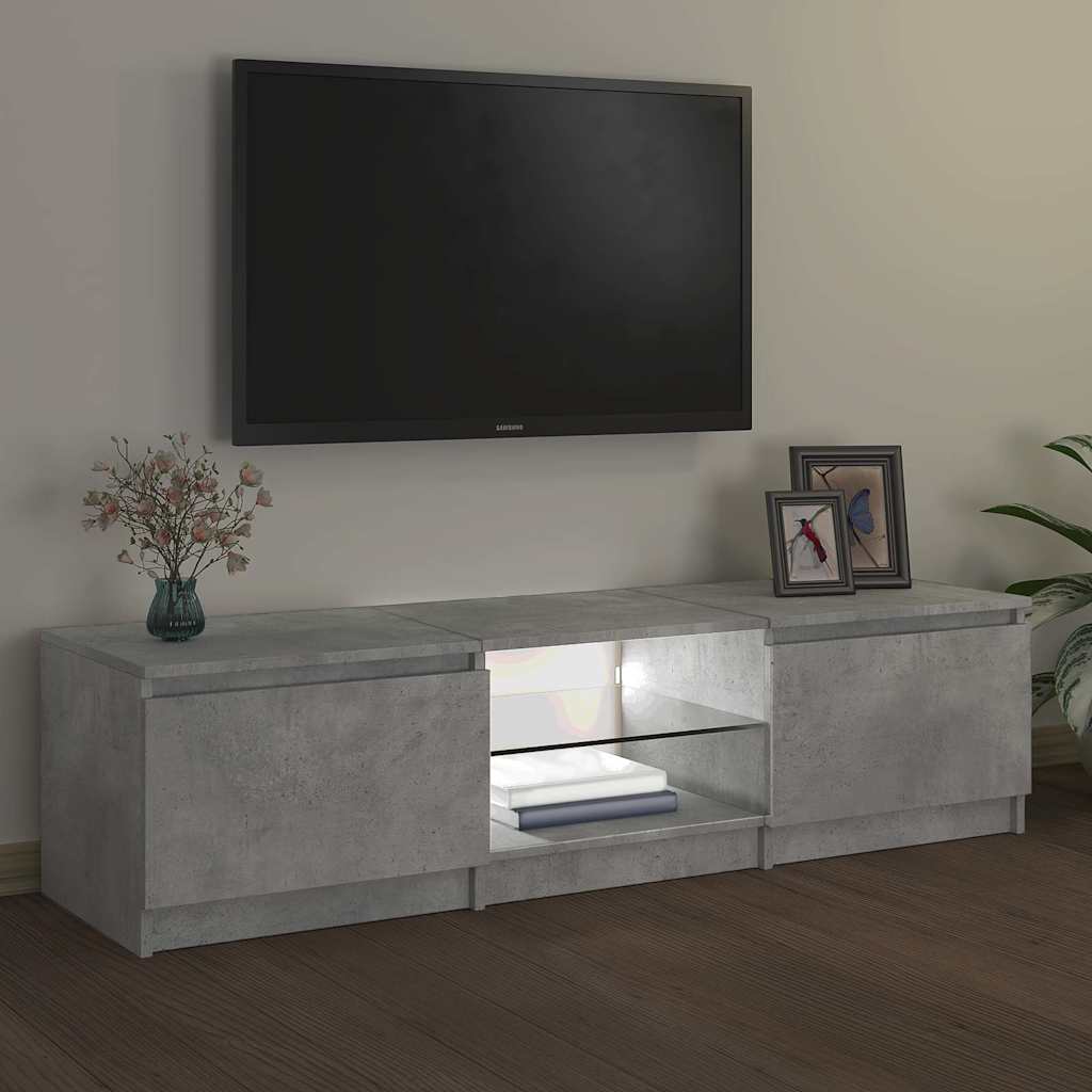 Televizoriaus spintelė su LED, betono pilka, 140x40x36cm