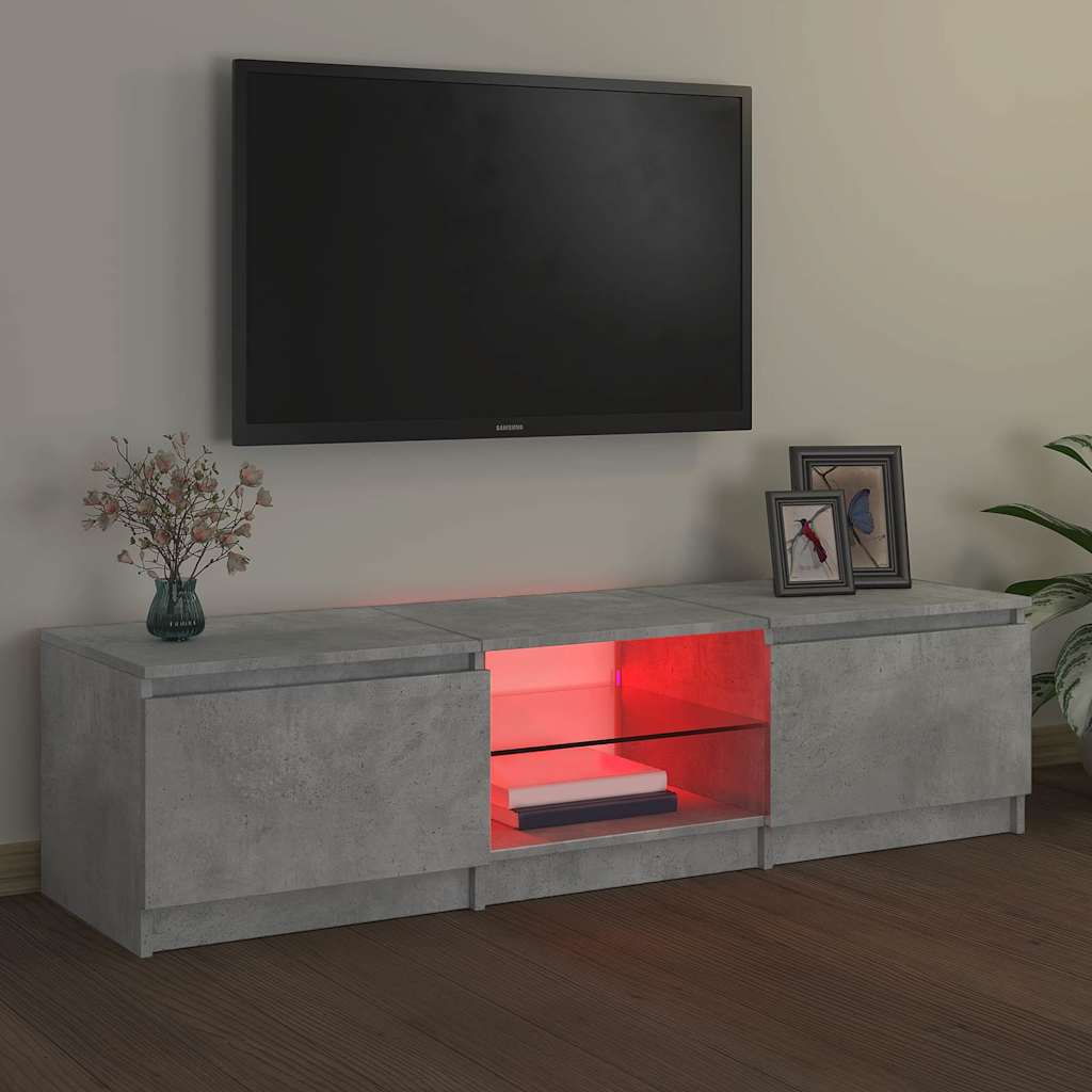 Televizoriaus spintelė su LED, betono pilka, 140x40x36cm