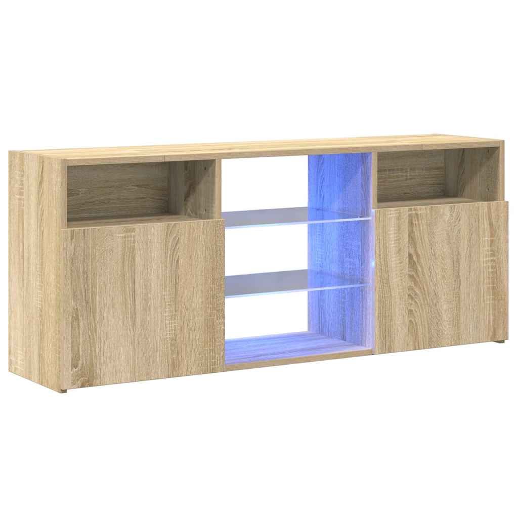 Televizoriaus spintelė su LED apšvietimu, ąžuolo, 120x30x50cm