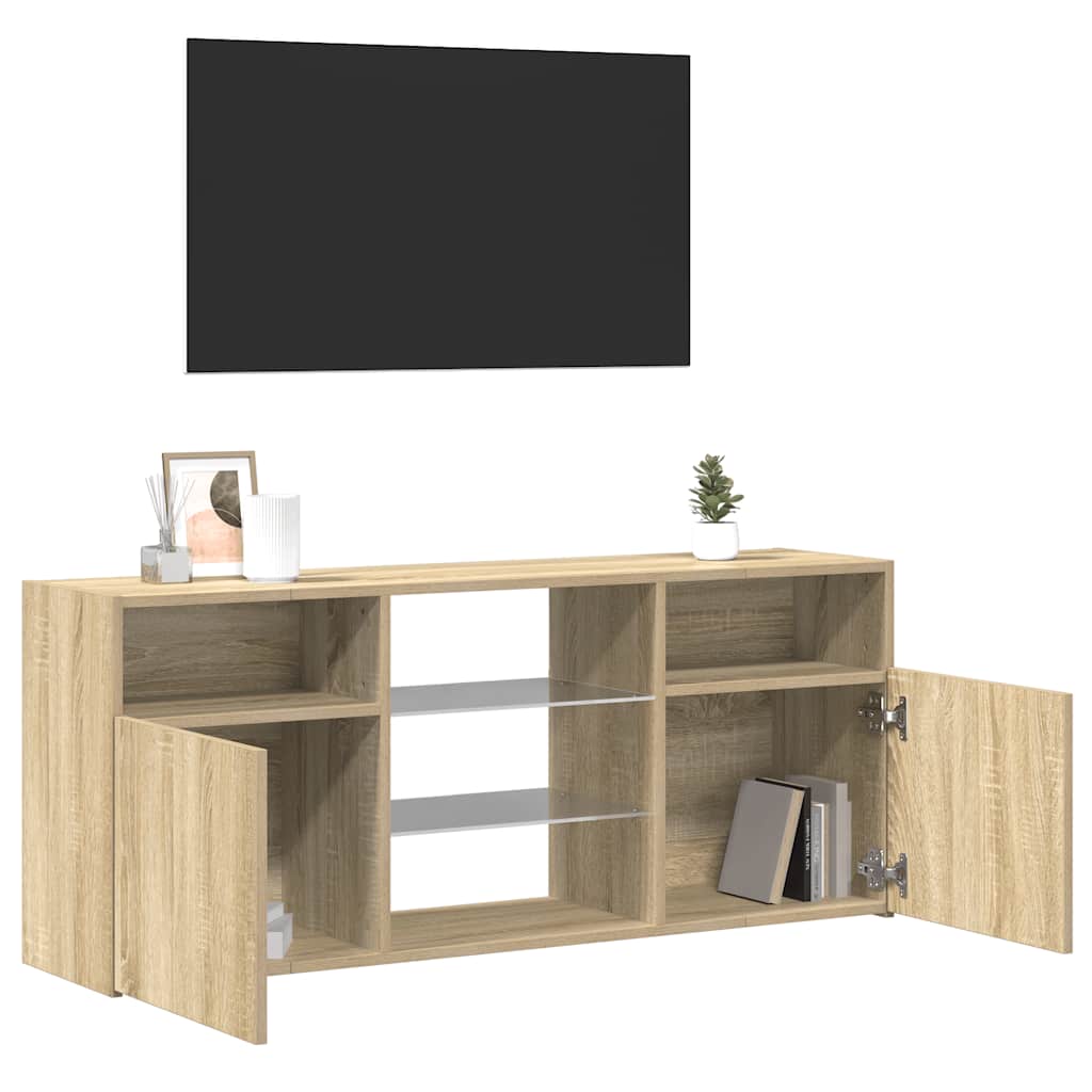 Televizoriaus spintelė su LED apšvietimu, ąžuolo, 120x30x50cm