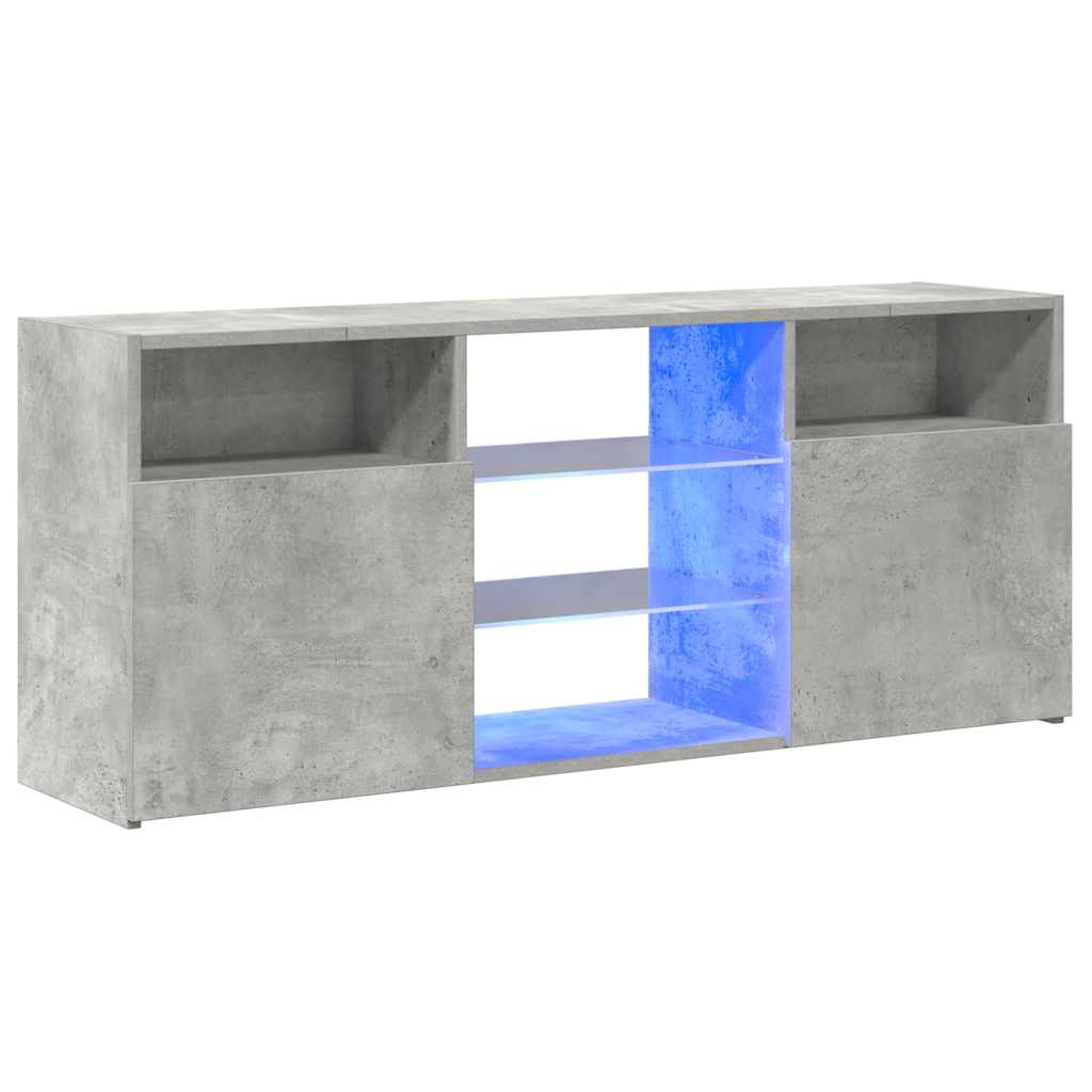 Televizoriaus spintelė su LED, betono pilka, 120x30x50cm