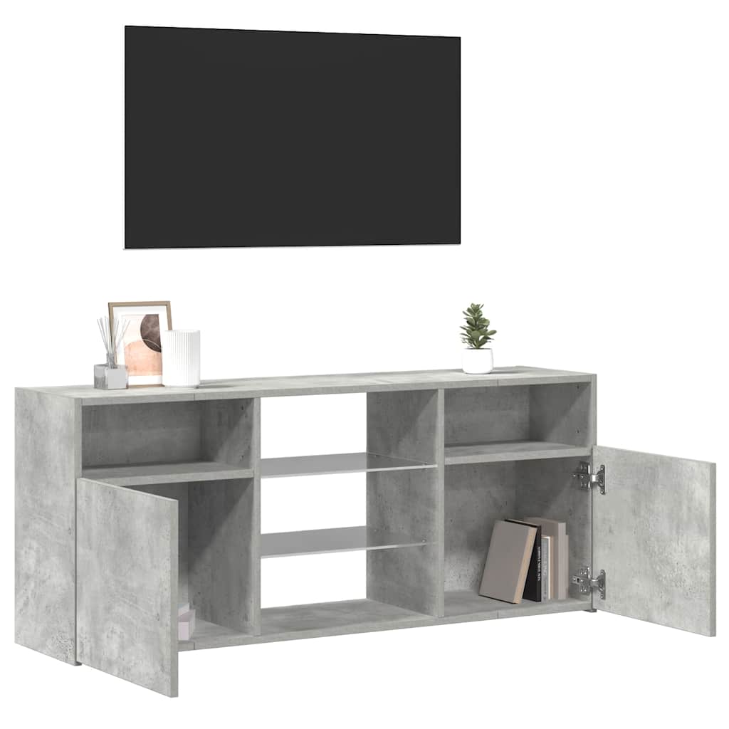 Televizoriaus spintelė su LED, betono pilka, 120x30x50cm