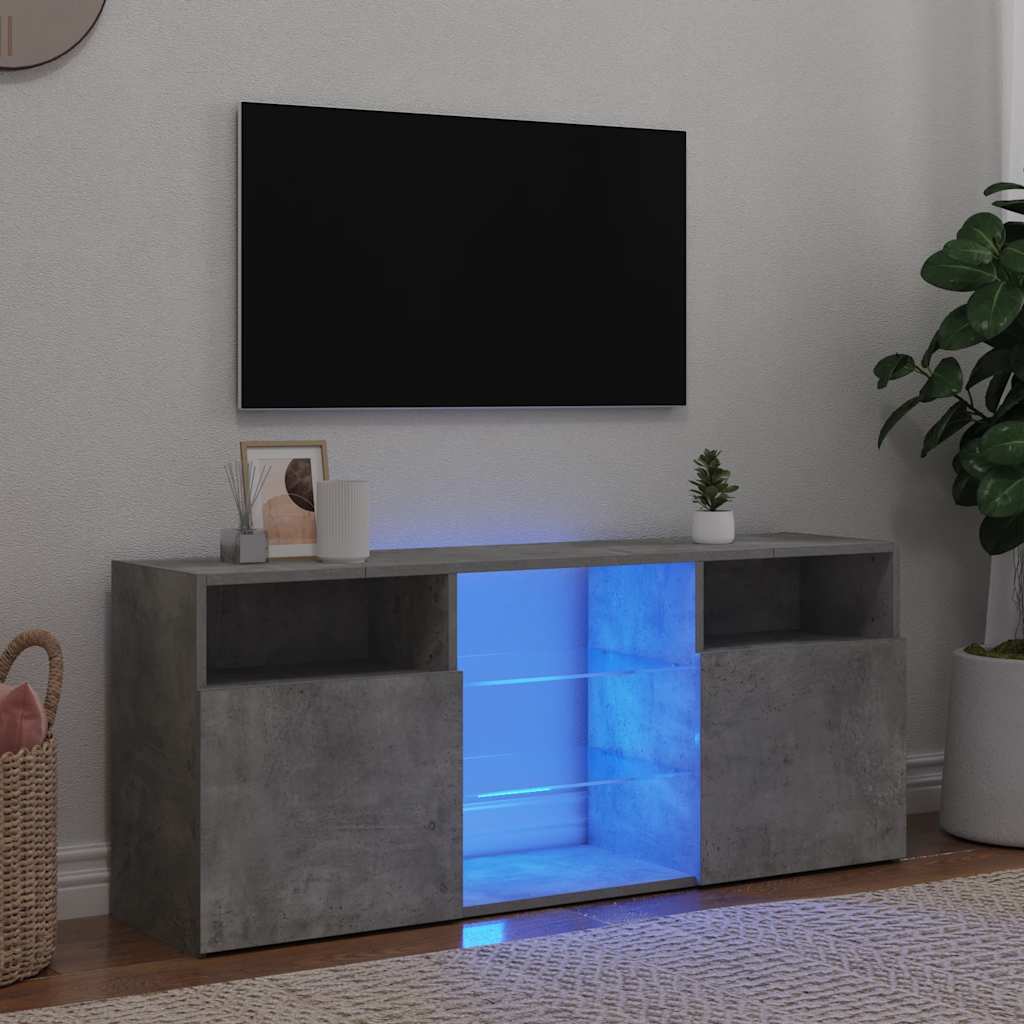 Televizoriaus spintelė su LED, betono pilka, 120x30x50cm
