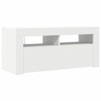 Televizoriaus spintelė su LED apšvietimu, balta, 90x35x40cm