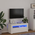 Televizoriaus spintelė su LED apšvietimu, balta, 90x35x40cm