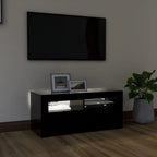 Televizoriaus spintelė su LED apšvietimu, juoda, 90x35x40cm