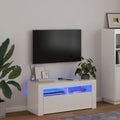 TV spintelė su LED apšvietimu, balta, 90x35x40cm, blizgi