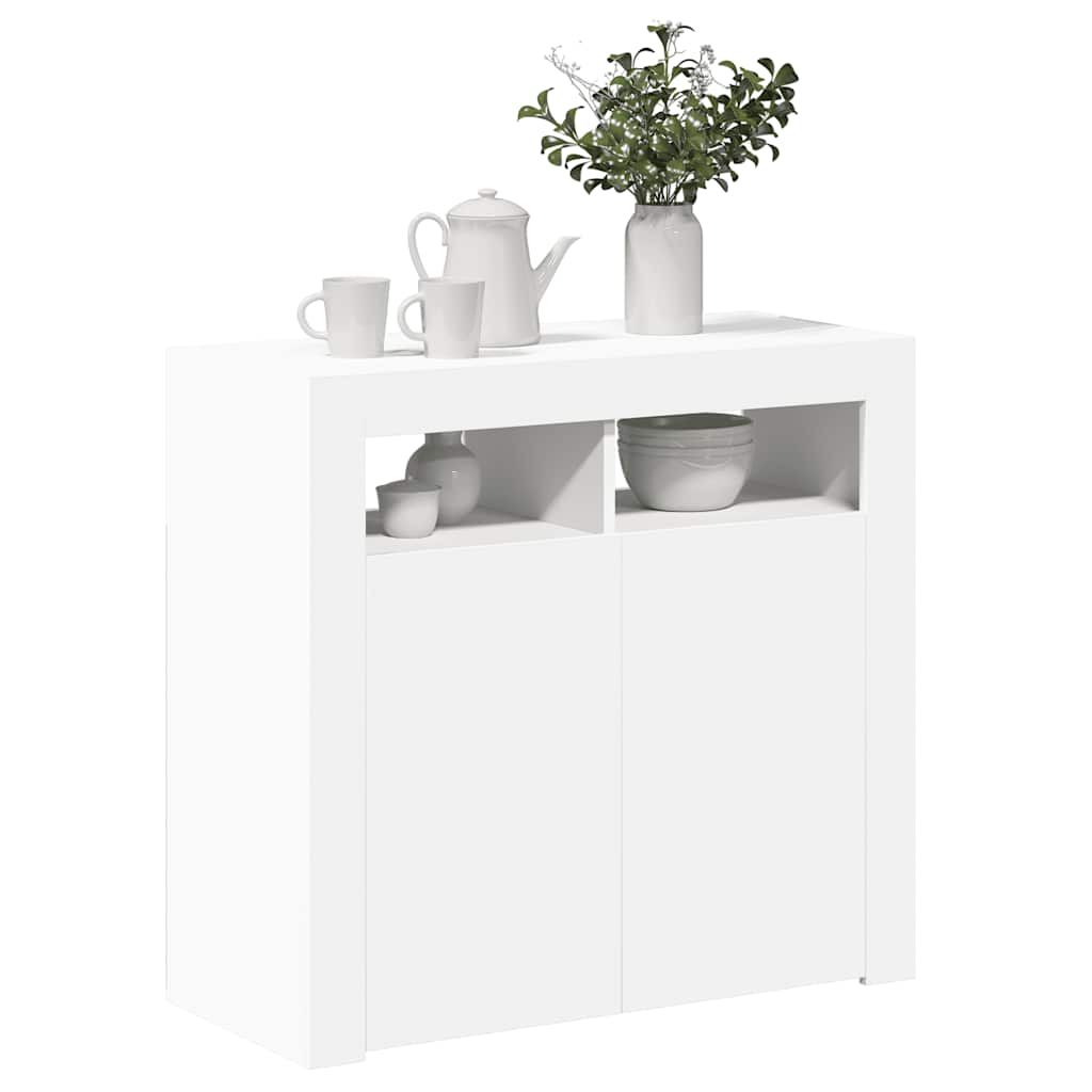 Šoninė spintelė su LED apšvietimu, baltos spalvos, 80x35x75cm